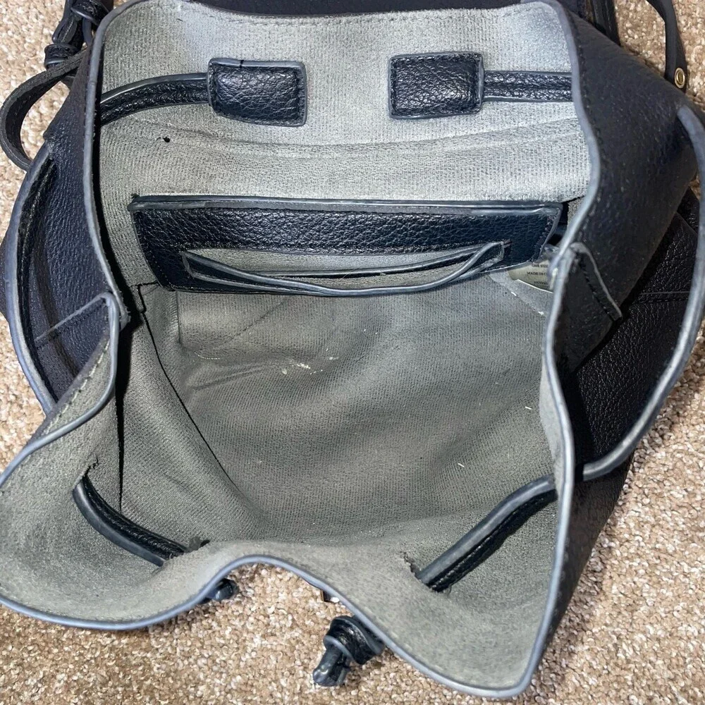 Sole Society backpack mini/midi black pebbled faux leather cinch top flap  clean